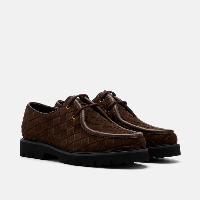 Montana Brown Woven Suede Moc Toe Derbys