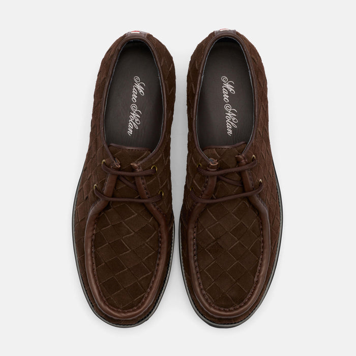 Montana Brown Woven Suede Moc Toe Derbys