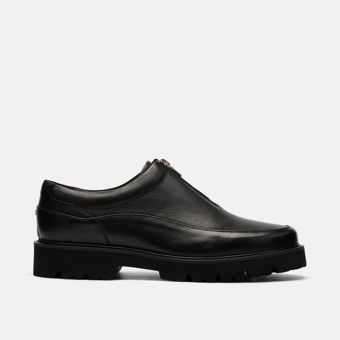 Monza Black Leather Zip Shoe