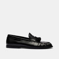Morgan Black Pleated Leather Tassel Loafers