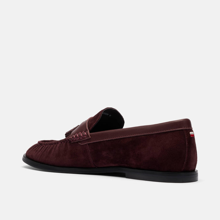 Morgan Burgundy Pleated Suede Tassel Loafers