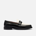 Ms. Calum Black/White Calf Leather Penny Loafers