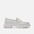 womens white lug penny loafers