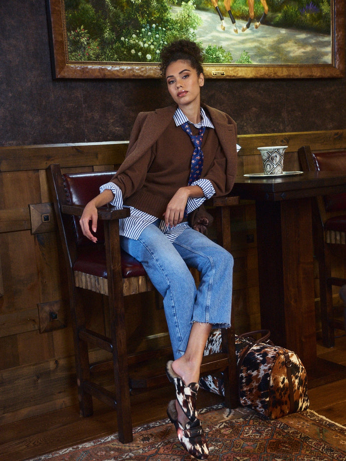 Ms. Del Mar Dark Horse Pony Hair Loafer Mule