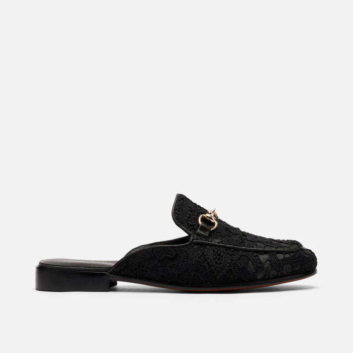 Ms. Del Sol Black Lace Bit Loafer Mule