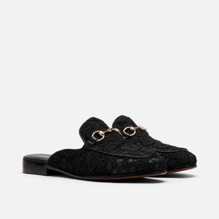 Ms. Del Sol Black Lace Bit Loafer Mule