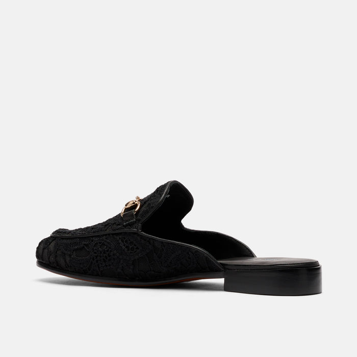 Ms. Del Sol Black Lace Bit Loafer Mule