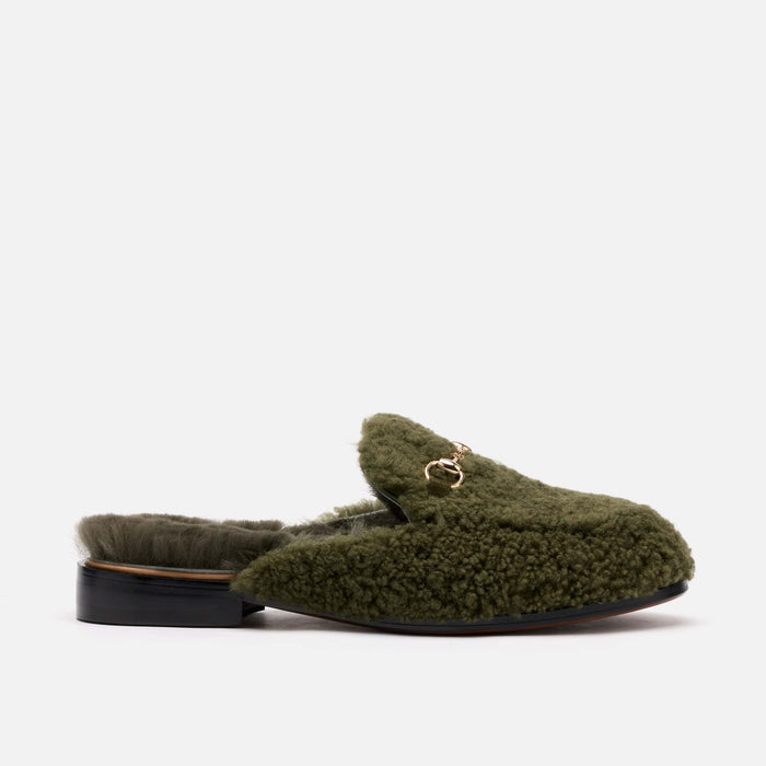 Ms. Del Sol Dark Green Bit Loafer Mule