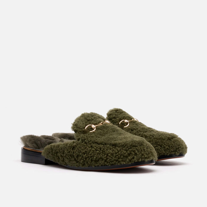 Ms. Del Sol Dark Green Bit Loafer Mule