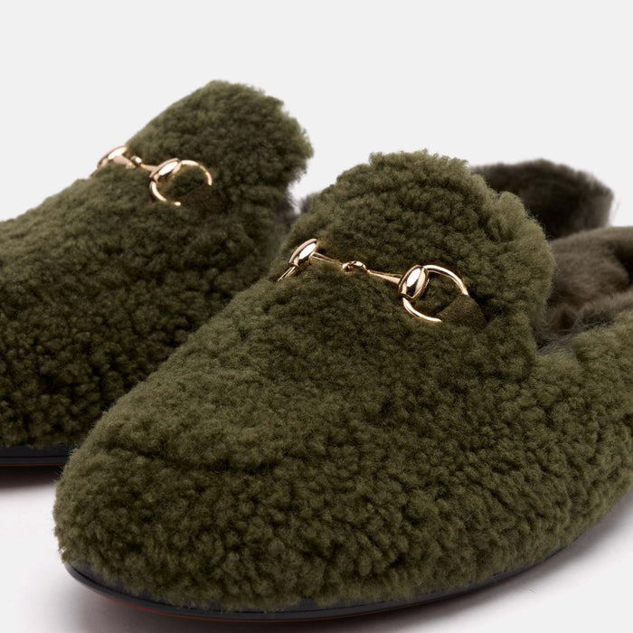 Ms. Del Sol Dark Green Bit Loafer Mule