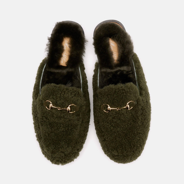 Ms. Del Sol Dark Green Bit Loafer Mule