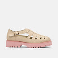 Ms. Magellan Cream/Pink Leather Lug Fisherman Sandals