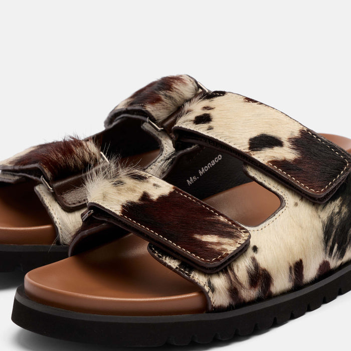 Ms. Monaco Dark Horse Pony Hair Strap Sandals