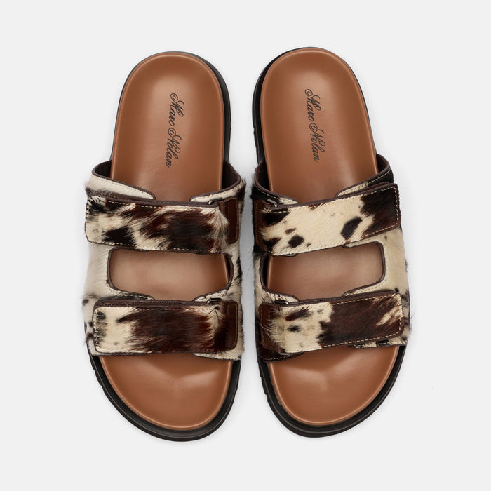 Ms. Monaco Dark Horse Pony Hair Strap Sandals