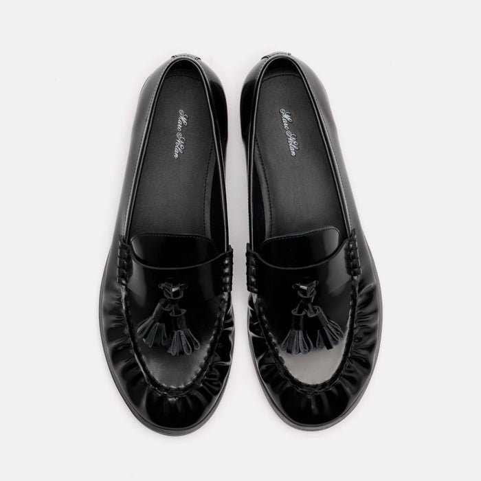 Ms. Morgan Black Patent Leather Tassel Loafers