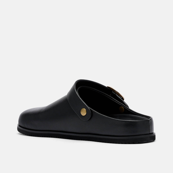 Ms. Solana Black Leather Backstrap Clogs