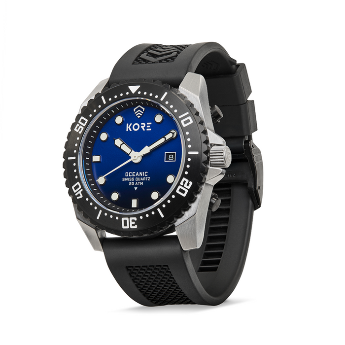 Side Profile of Kore Essentials Oceanic Field Watch Showcasing the Kore Micro-Adjustable Watch Band