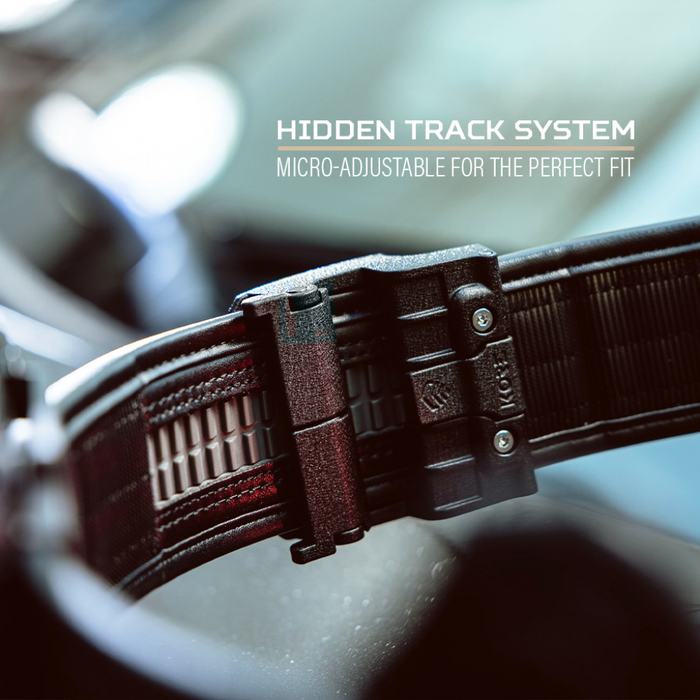 Hidden Track System of the Micro-Adjustable Ratcheting Style Kore Essentials Duty Belt for Law Enforcement