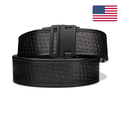 P2 Basketweave Patrol Belt on a white background with an American flag