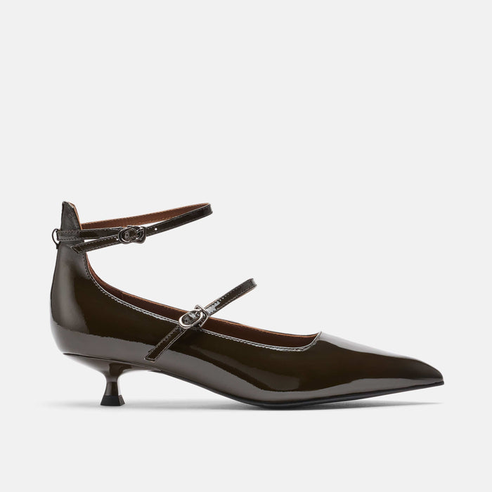 Paige Dark Green Patent Leather Kitten Heels