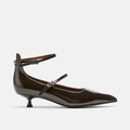 Paige Dark Green Patent Leather Kitten Heels