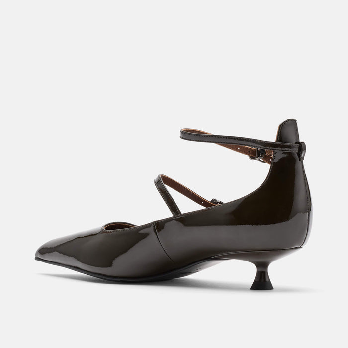 Paige Dark Green Patent Leather Kitten Heels