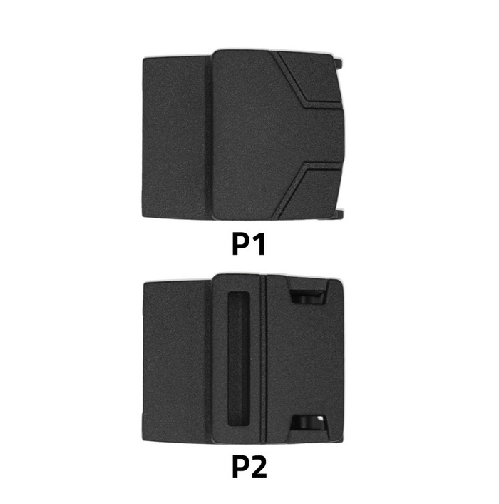 Two Kore Essentials Patrol Duty Belt Buckles Labeled P1 and P2 2"