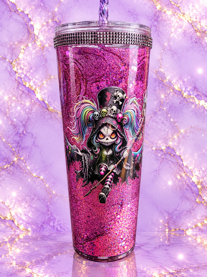 Pink Gothic Snowglobe Tumbler - 24 oz