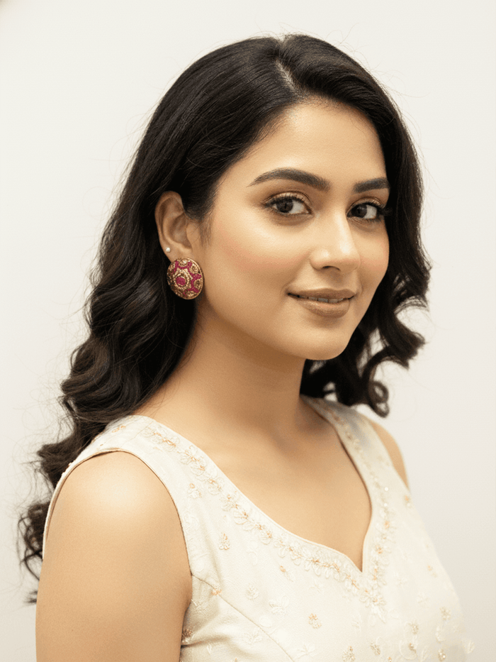Pink Stone Traditional Dome Studs.