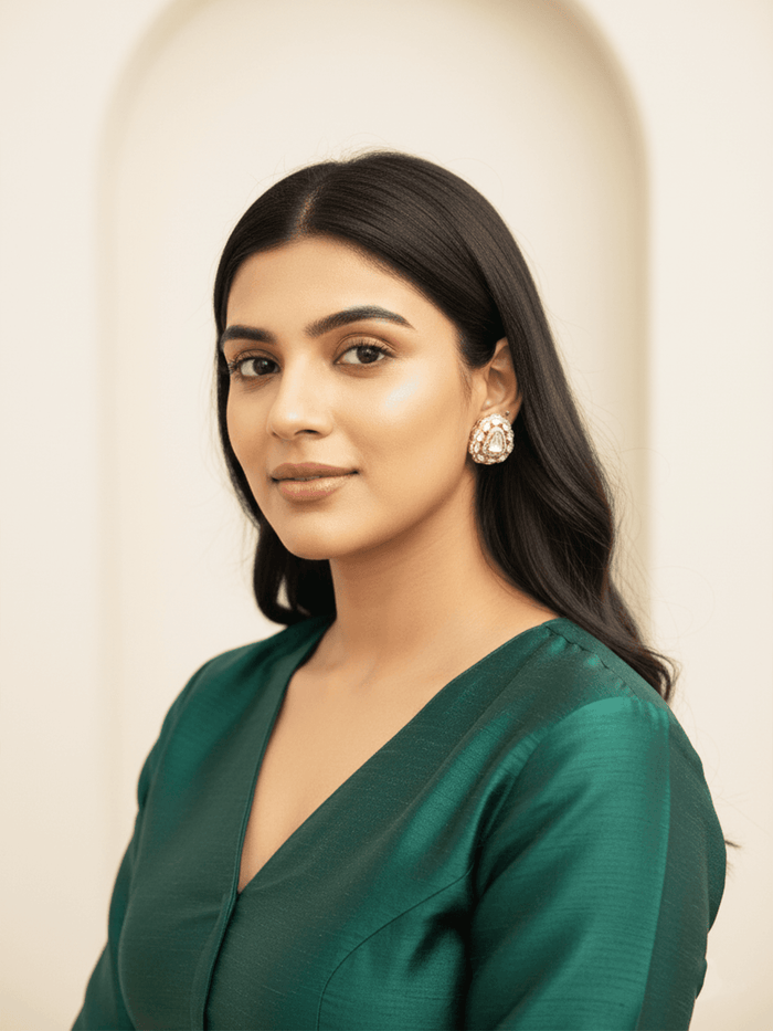 Polki Stone Dome Stud Earrings.