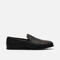 Portofino Black Woven Leather Venetian Loafers