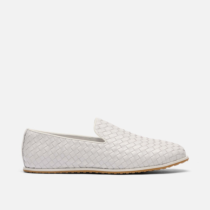 Portofino White Woven Leather Venetian Loafers