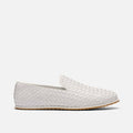 Portofino White Woven Leather Venetian Loafers