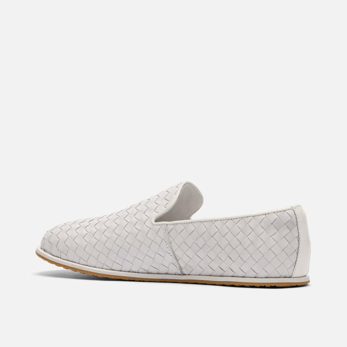 Portofino White Woven Leather Venetian Loafers