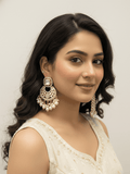 Regal Ruby & Pearl Long Drop Earrings.