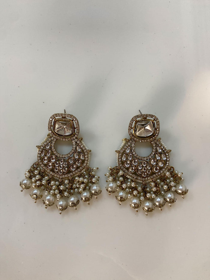 Regal Ruby & Pearl Long Drop Earrings.