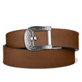 Kore Essentials Ratcheting Brown Buffalo Leather Western Gun Belt with a Rodeo Buckle