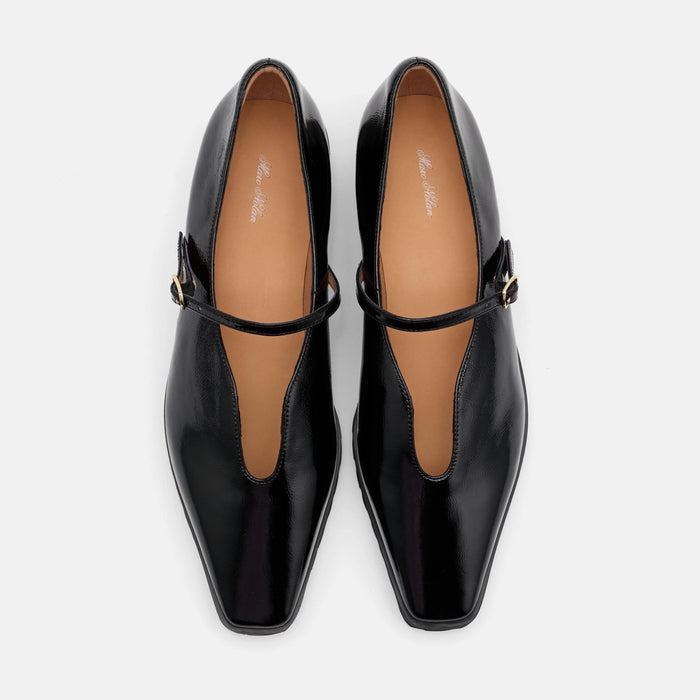 Roxie Black Patent Leather Lug Mary Janes