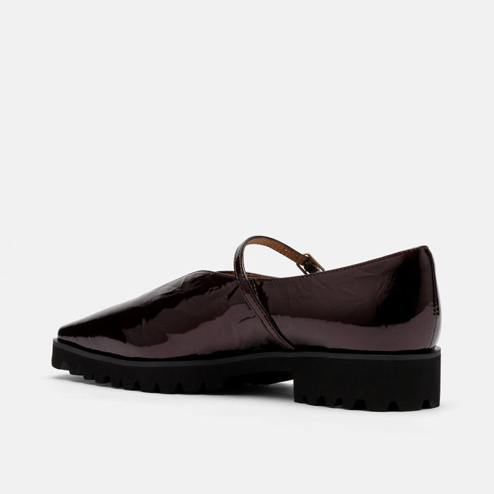 Roxie Wine Patent Leather Lug Mary Janes