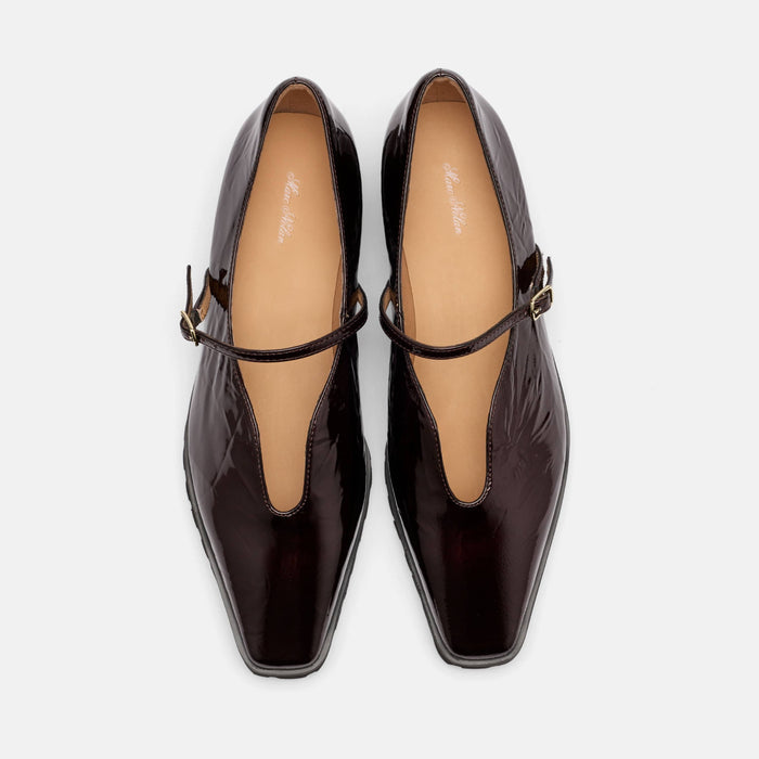 Roxie Wine Patent Leather Lug Mary Janes