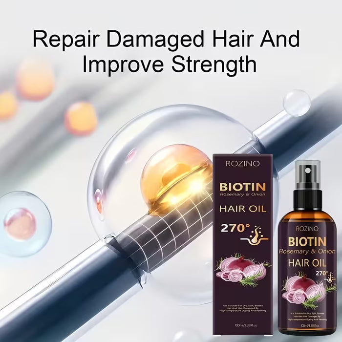ROZINO Biotin Rosemary & Onion Hair Oil Spray (100ml) – Anti-Hair Fall, Hair Growth & Repair Spray