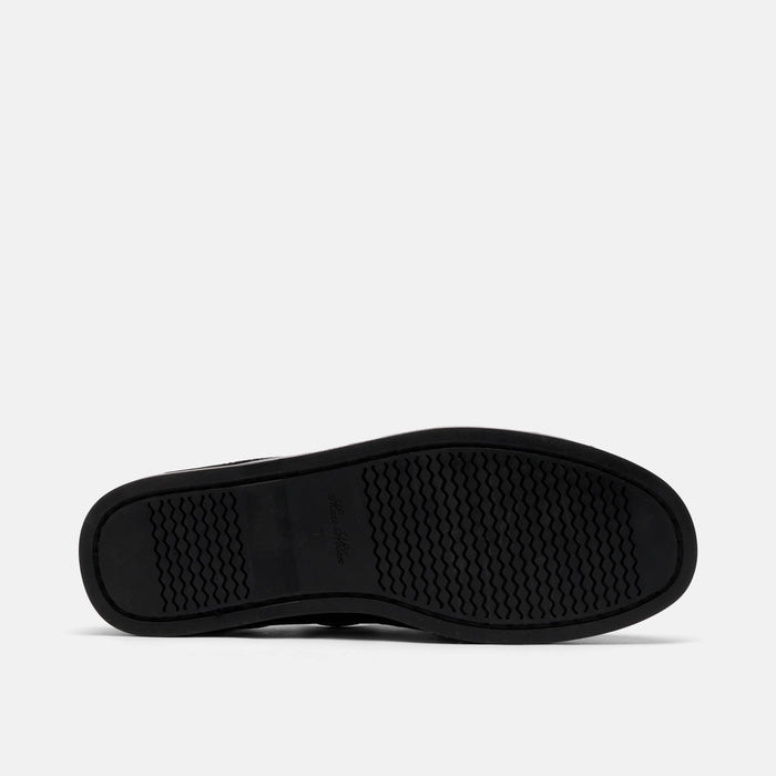 Selene Black Pleated Leather Boat Shoe Mules