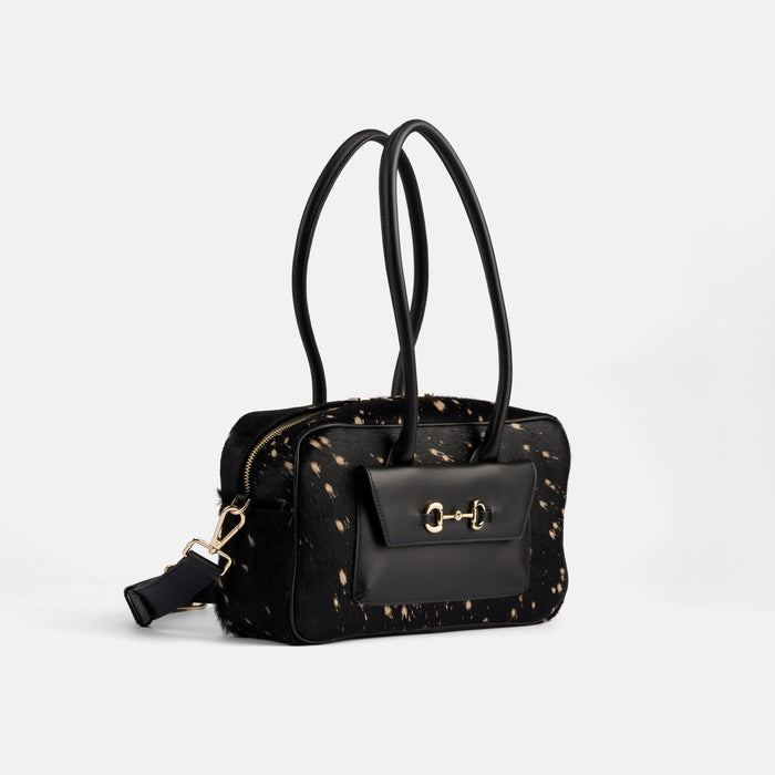 Serena Horsebit Shoulder Bag - Ponyhair & Black Leather