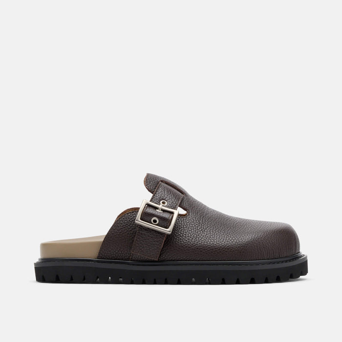 Shiloh Dark Brown Leather Clogs