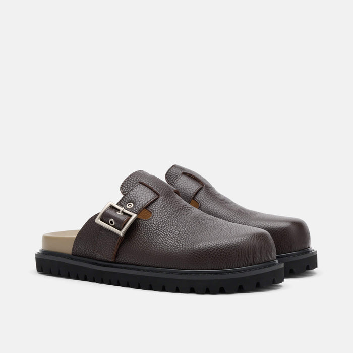 Shiloh Dark Brown Leather Clogs