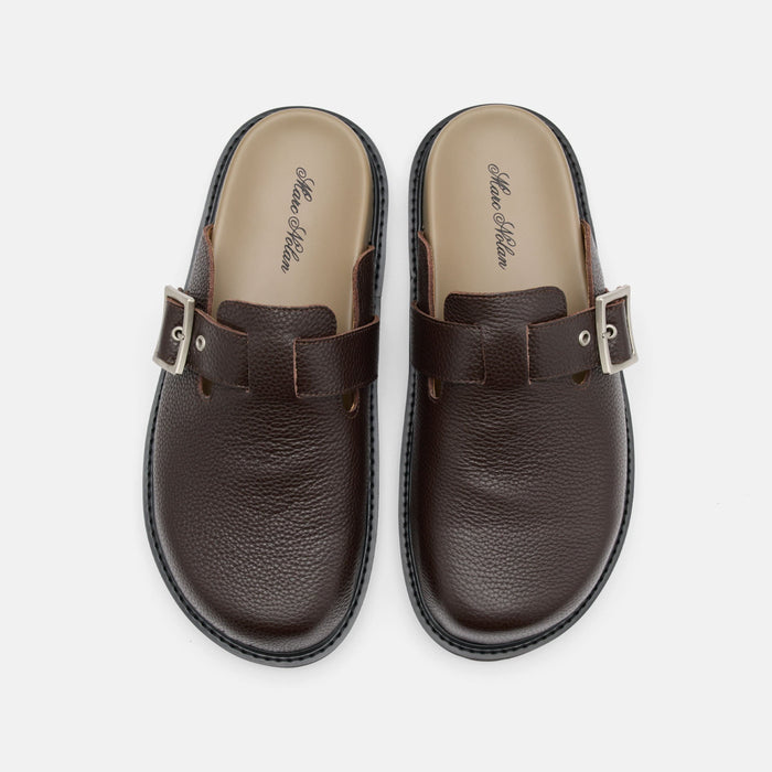Shiloh Dark Brown Leather Clogs