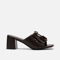 Sienna Espresso Leather Tassel Block Pumps