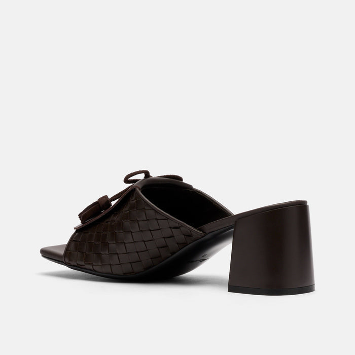 Sienna Espresso Leather Tassel Block Pumps