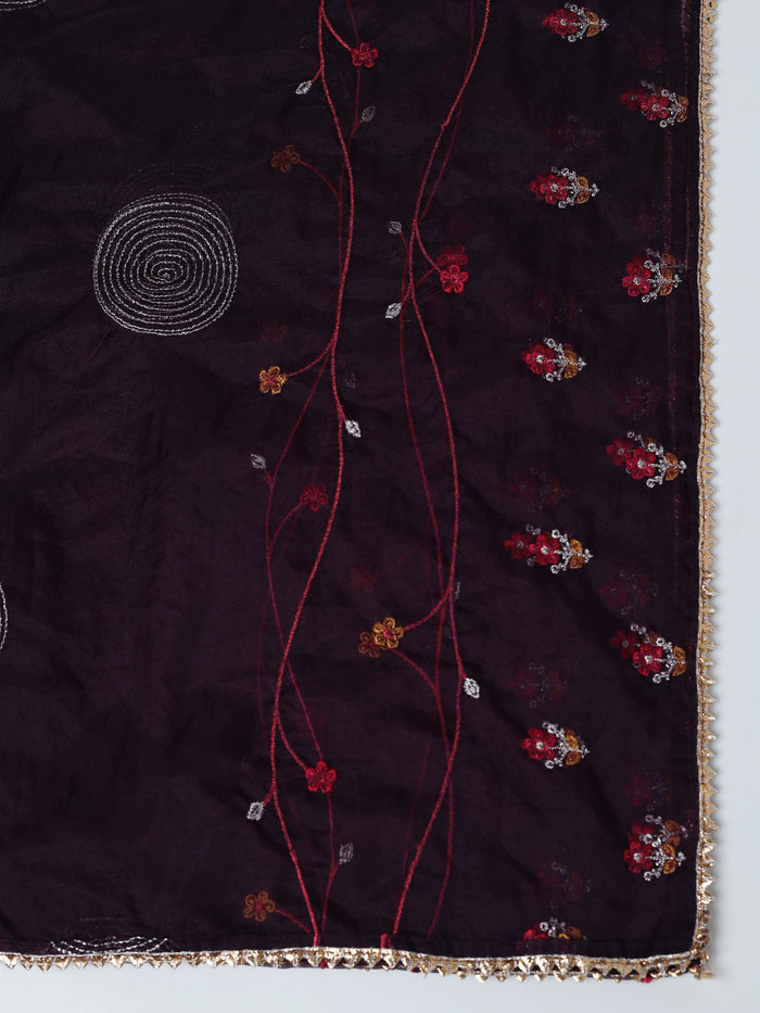 Silk Blend Orchid Embroidered Kurta Comfort Pant Dupatta.