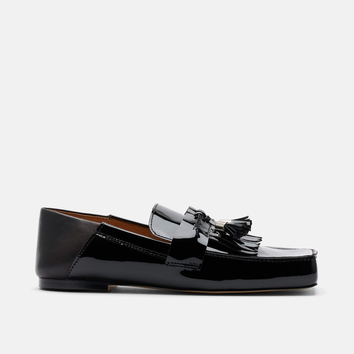 Simone Black Patent Leather Tassel Loafers